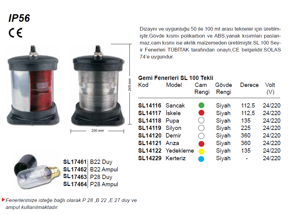 SL100 TEKLİ SEYİR FENERİ SEALUX